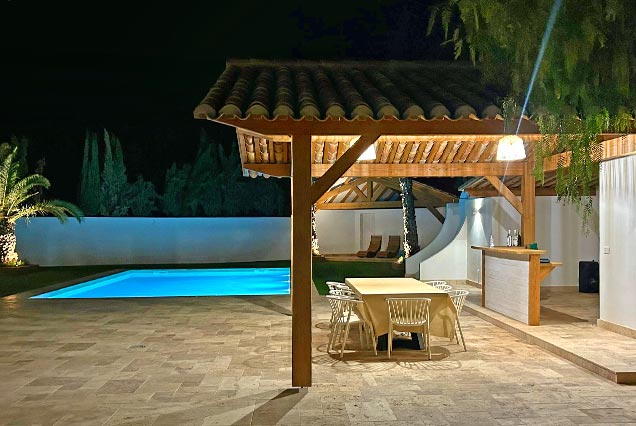Pergola cenador a 2 aguas para jardin con piscina, Cuevas del Almanzora, Almería